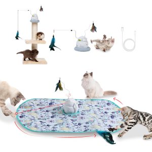 PawsPik Interactive 4-in-1 Laser & Hide & Seek Rechargeable Automatic Cat Exercise Toy