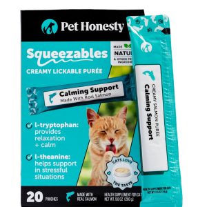 Pet Honesty Calming Squeezables Salmon Flavored Creamy Lickable Puree Supplement for Cats