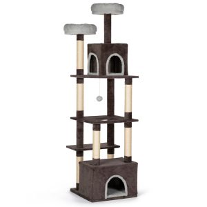 Prevue Pet Products Greycastle Estates Cat Tower with Scratching Posts, Toy Ball, Hideaway Beds and Platform Perches